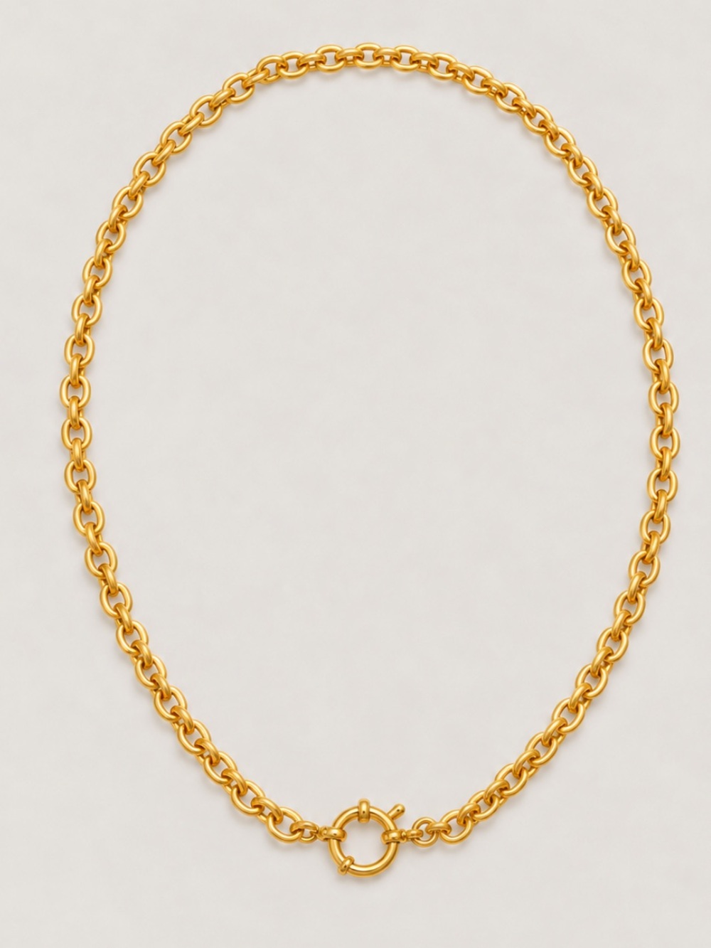 New! 18K Gold Plated DX Link Chain Ring Clasp Necklace NWOT